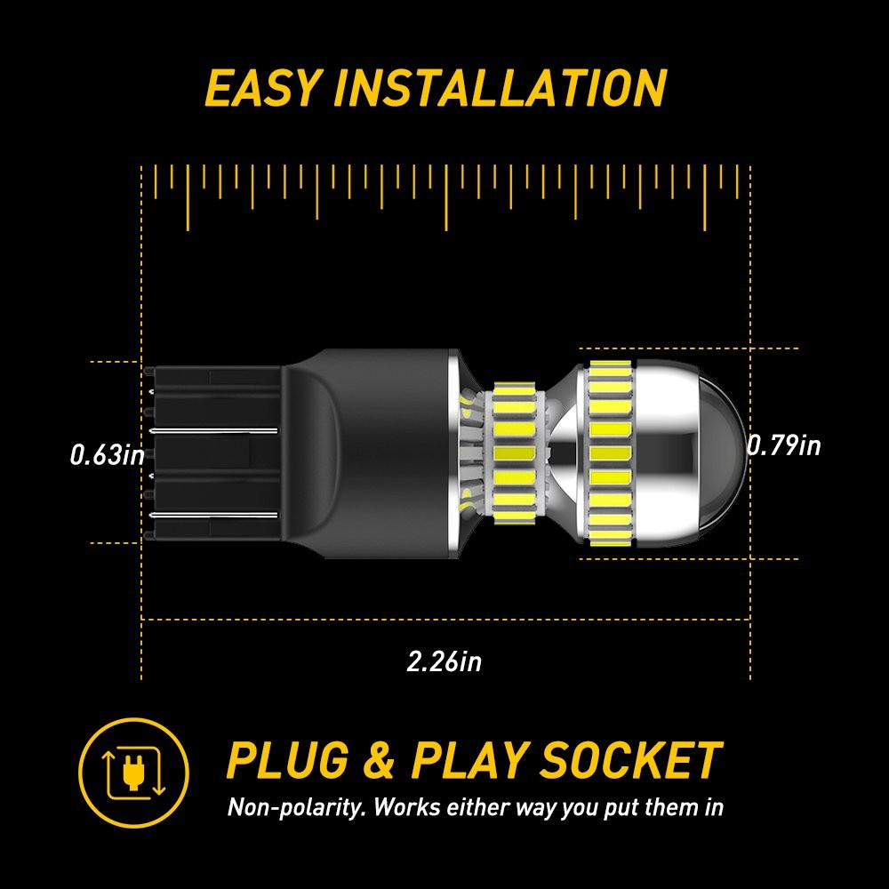7443 7440 LED TURN SIGNAL LIGHT BULBS ANTI HYPER FLASH SUPER BRIGHT WHITE 2/10x