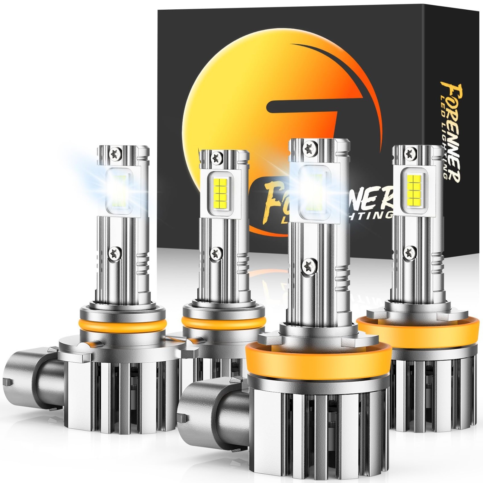 900% Bright H11 9005 LED Bulbs Combo, 6500K Cool White, Mini Size, Waterproof, P