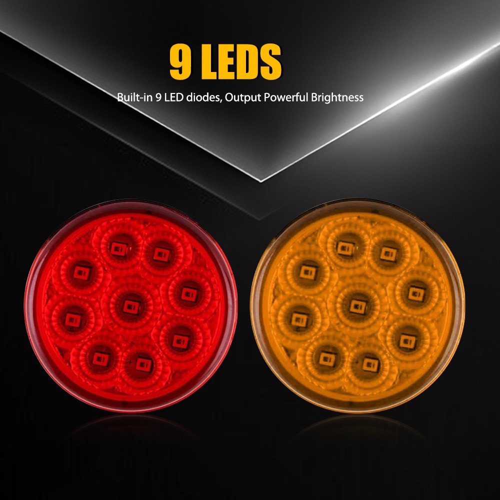 5/10x Red Amber 2″ Inch Round LED Truck Trailer RV Side Marker Clearance Lights