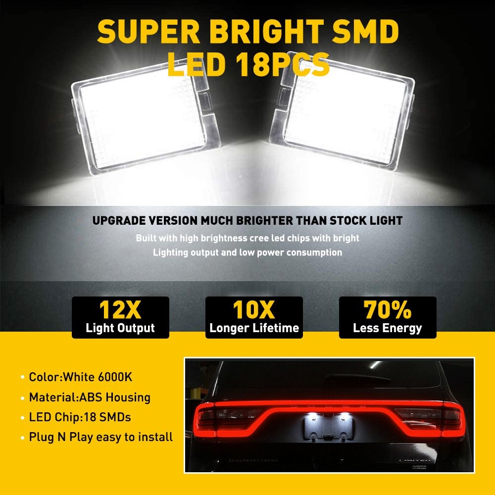 2x LED License Plate Light Lamp SET „SUPER BRIGHT“ For 2014-2021 Dodge Durango