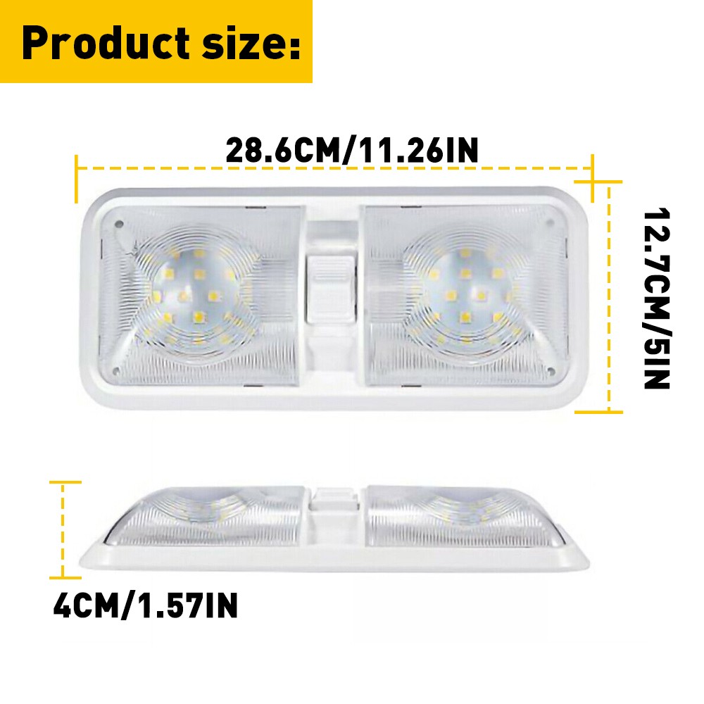 12V 48 LEDs RV Ceiling Dome Light RV Interior Lighting for Trailer Camper 600LM