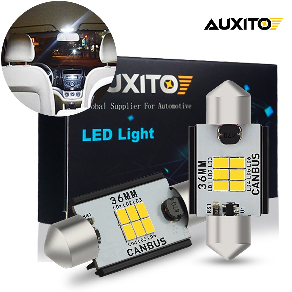 AUXITO 6418 C5W Festoon 36MM LED License Light Plate Tag 6000K Bulb Bright Wh