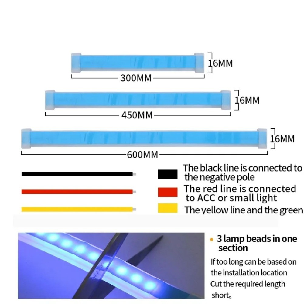 LED Daytime Running Lights Start Scanning Flow Strip Turning Dual Color Light
