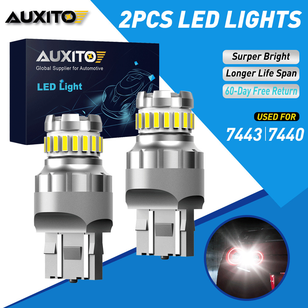 7443 LED 7440 6500K Backup Reverse Brake Tail Stop Parking Light Bulbs No Error