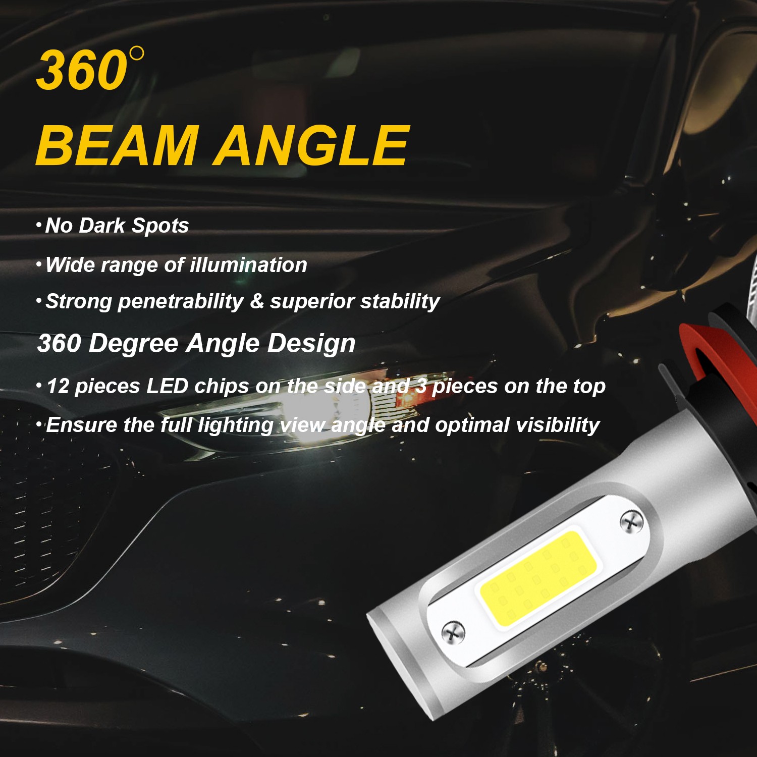 H7+H11+H11 LED Headlights High/Low Beam+Fog Light Bulbs Kit For Ford Fusion 2018