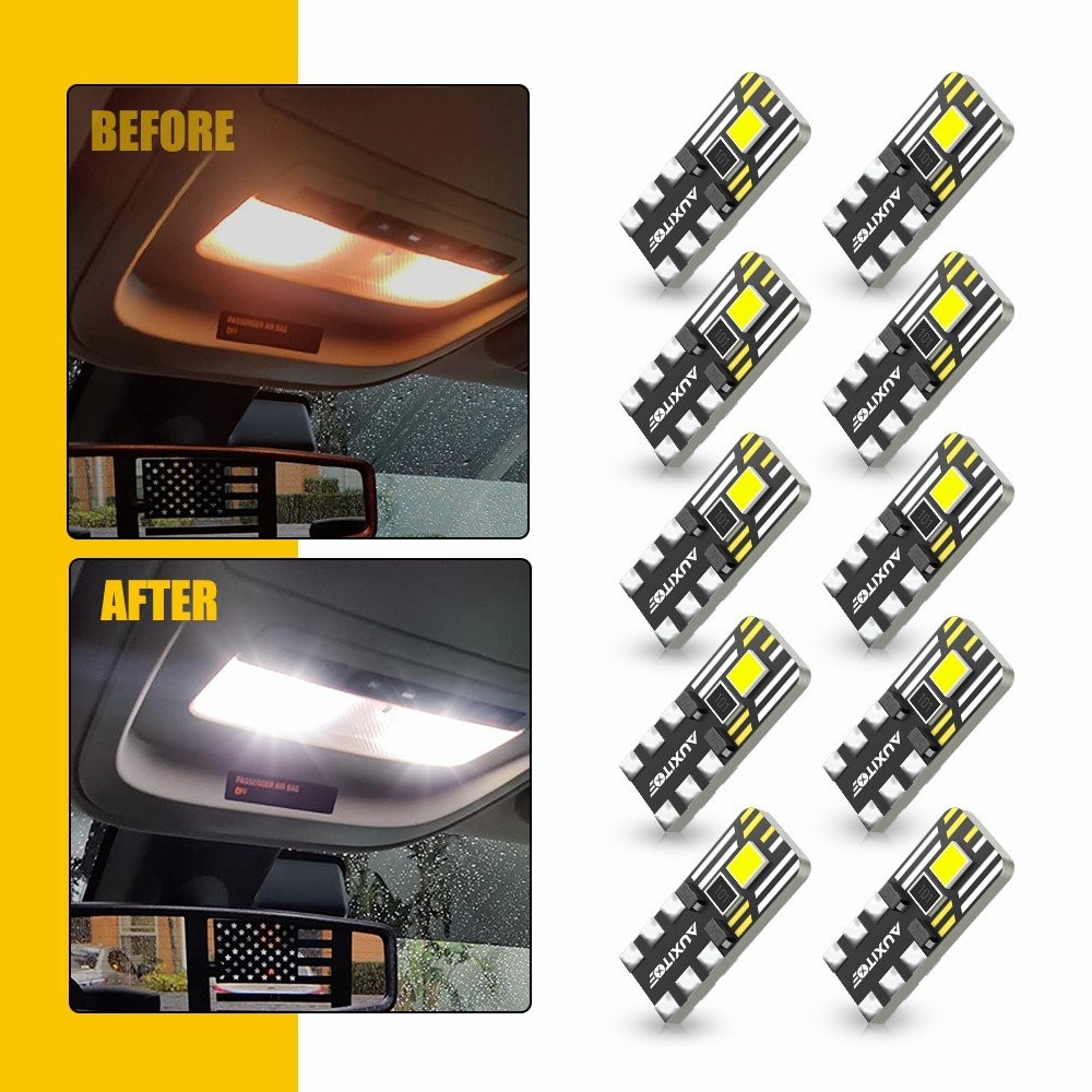 AUXITO T10 194 168 2825 W5W 2-LED License Plate Inside Map Trunk Light 200LM B*