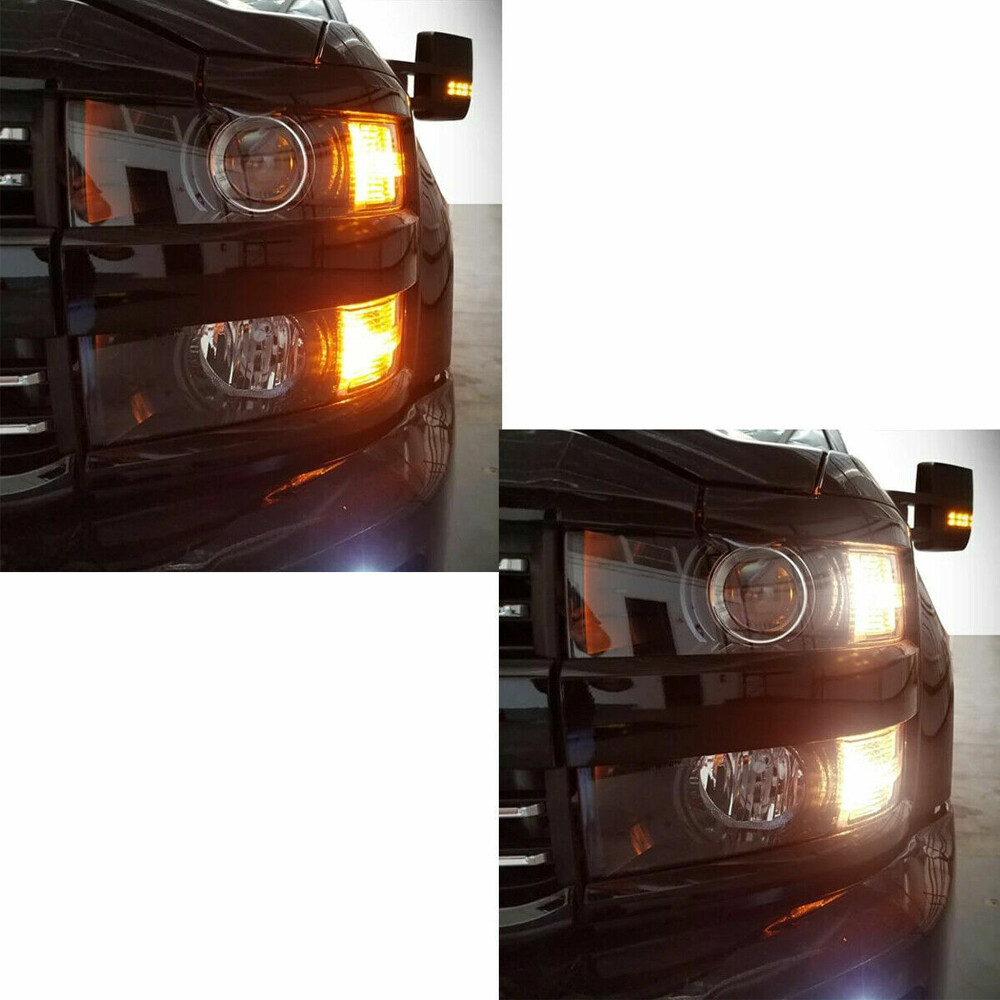 2pcs 3157 LED Amber White Switchback Turn Signal Light Bulbs For Chevy Silverado
