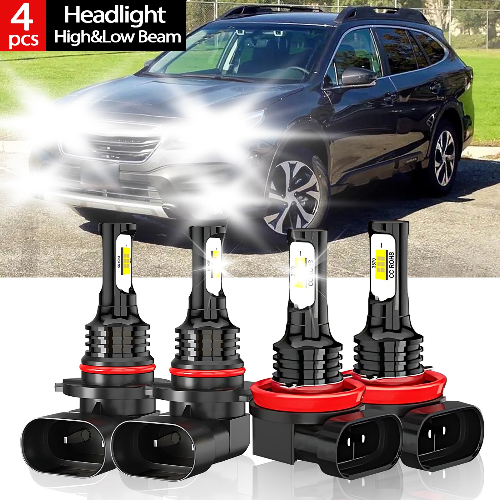 9005+H11 For Subaru Outback 2015-2019 LED Headlight Bulb Kit High & Low Beam