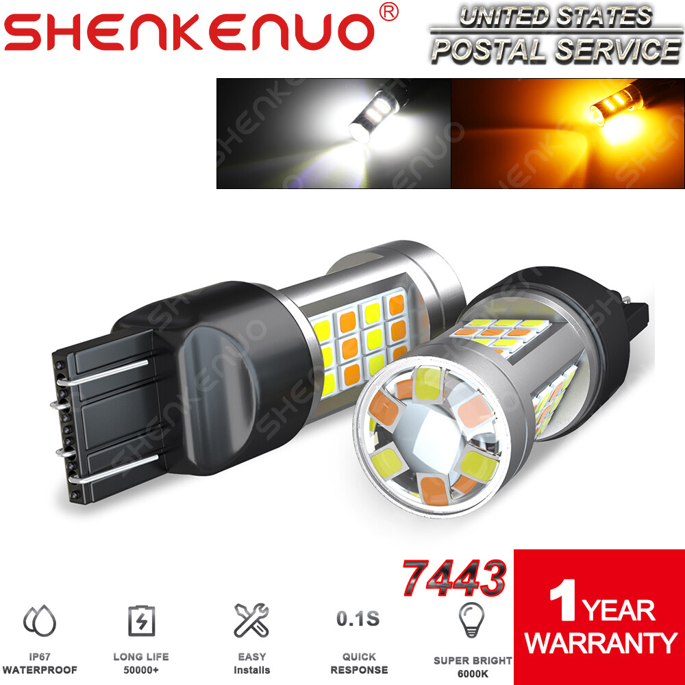 Front/Rear Turn Signal Light Amber 7443 LED Bulb For Honda Accord Civic