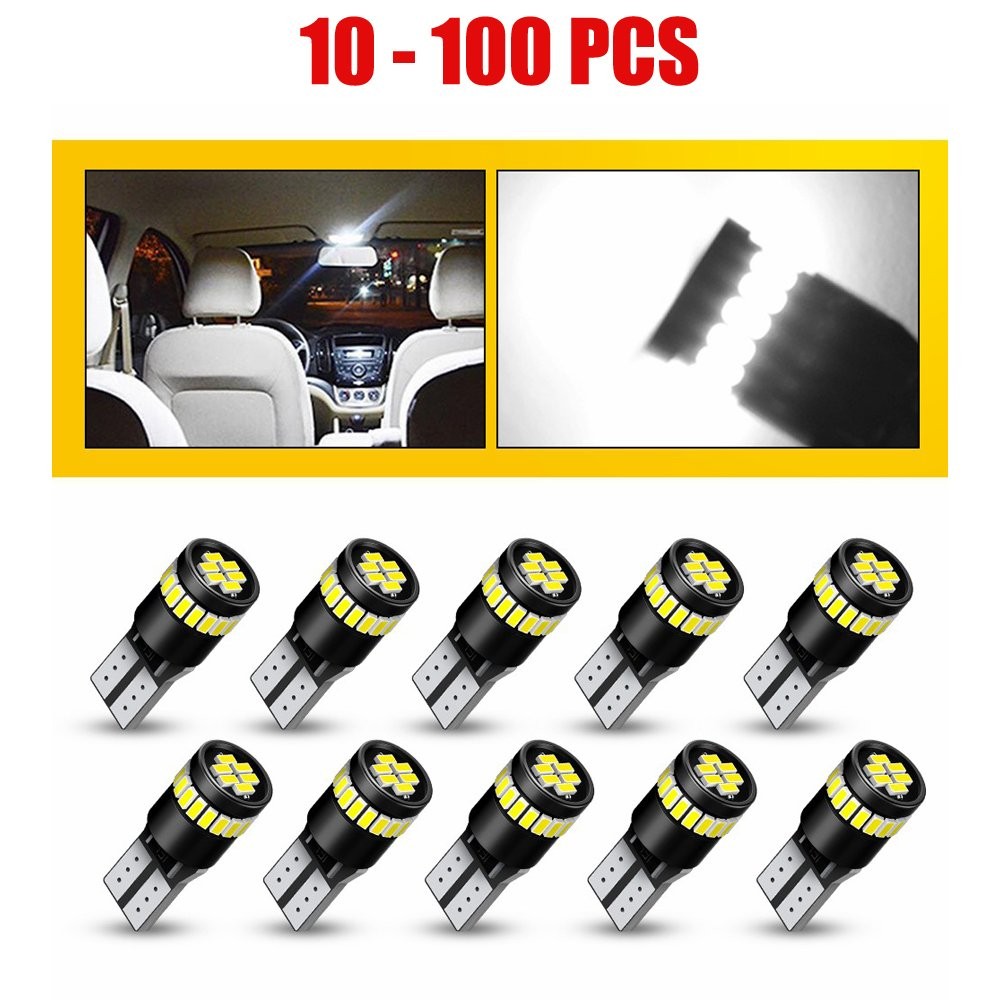 10-100PCS Super White T10 194 W5W 2825 LED License Plate Inner Light Bulb 6000K