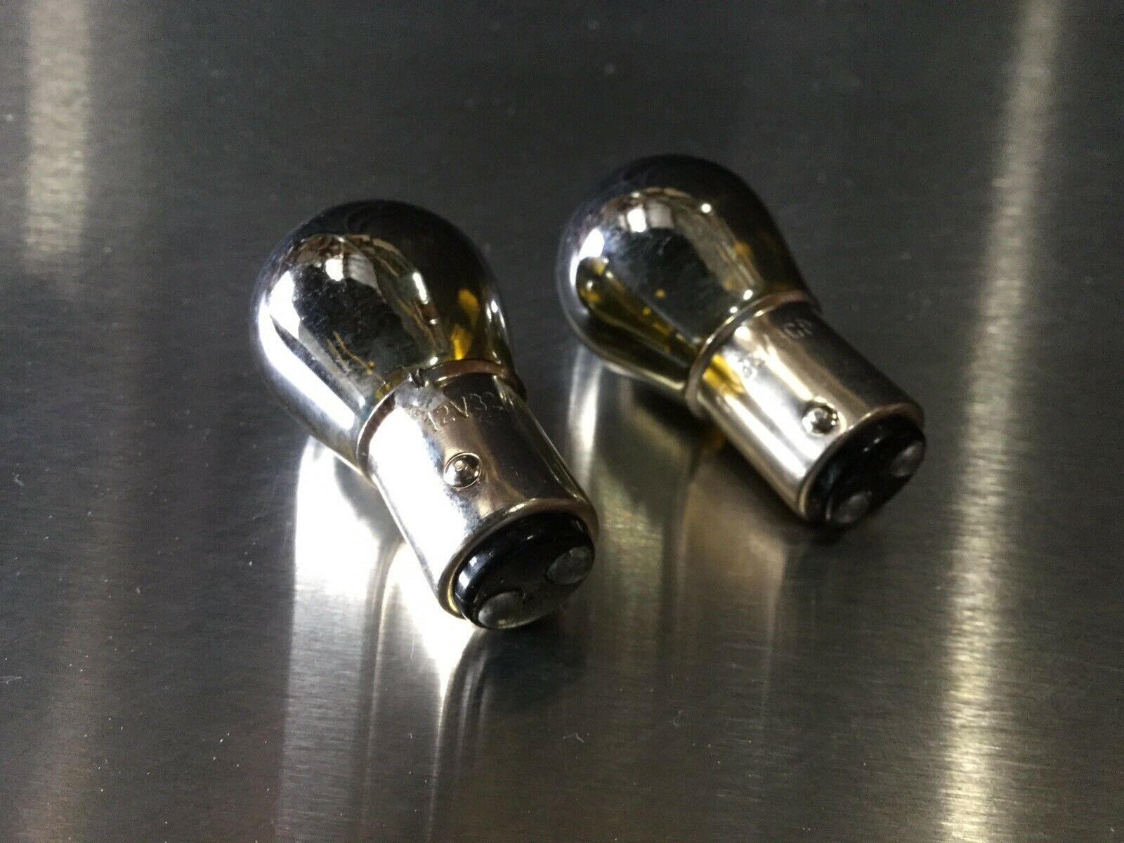 2Pcs PAIR 1157 12V 32W Chrome Coated Super Bright Yellow Light Bulbs
