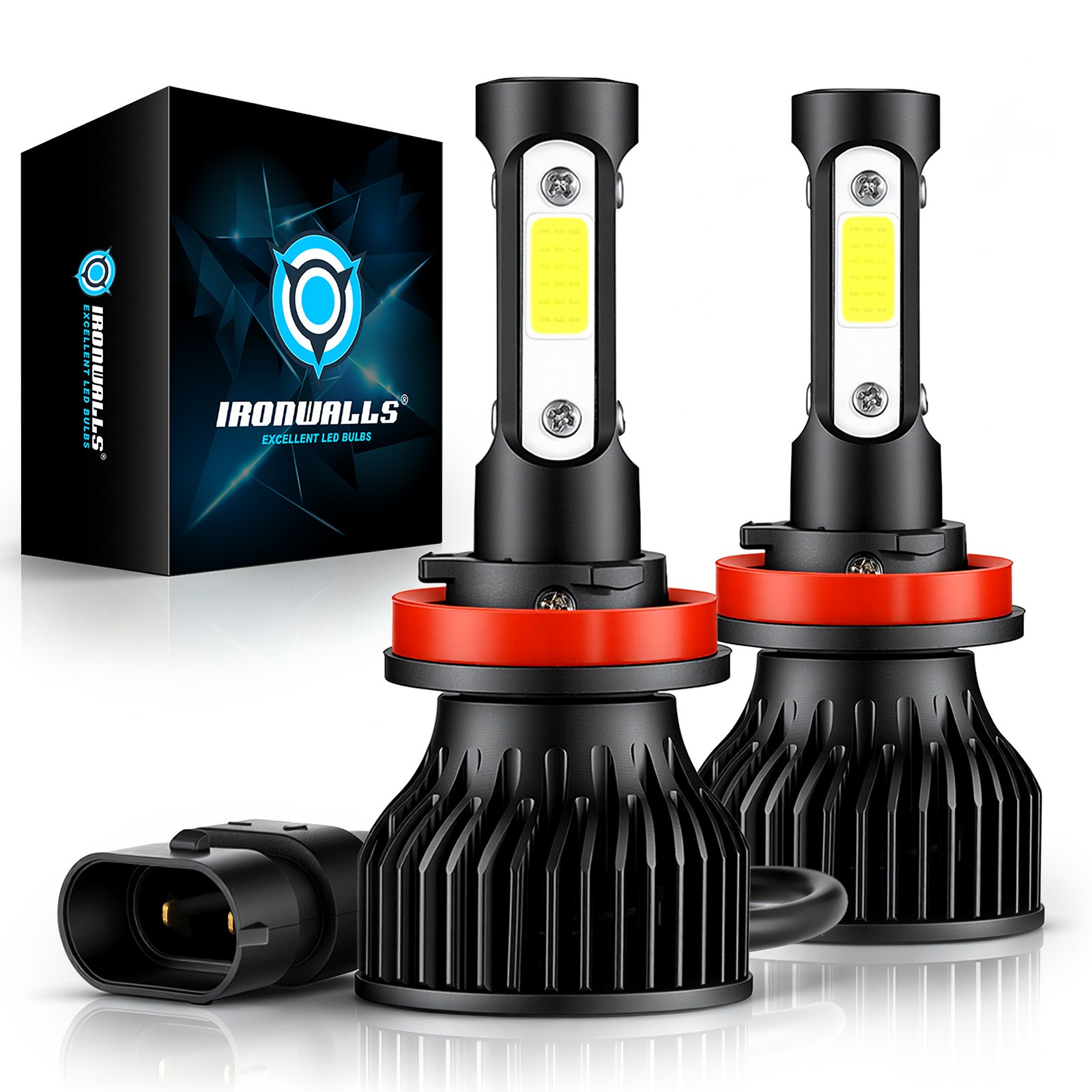 4-Sides H11 LED Headlight Bulb White Low Beam Conversion Kit 2500000LM Bright 2x