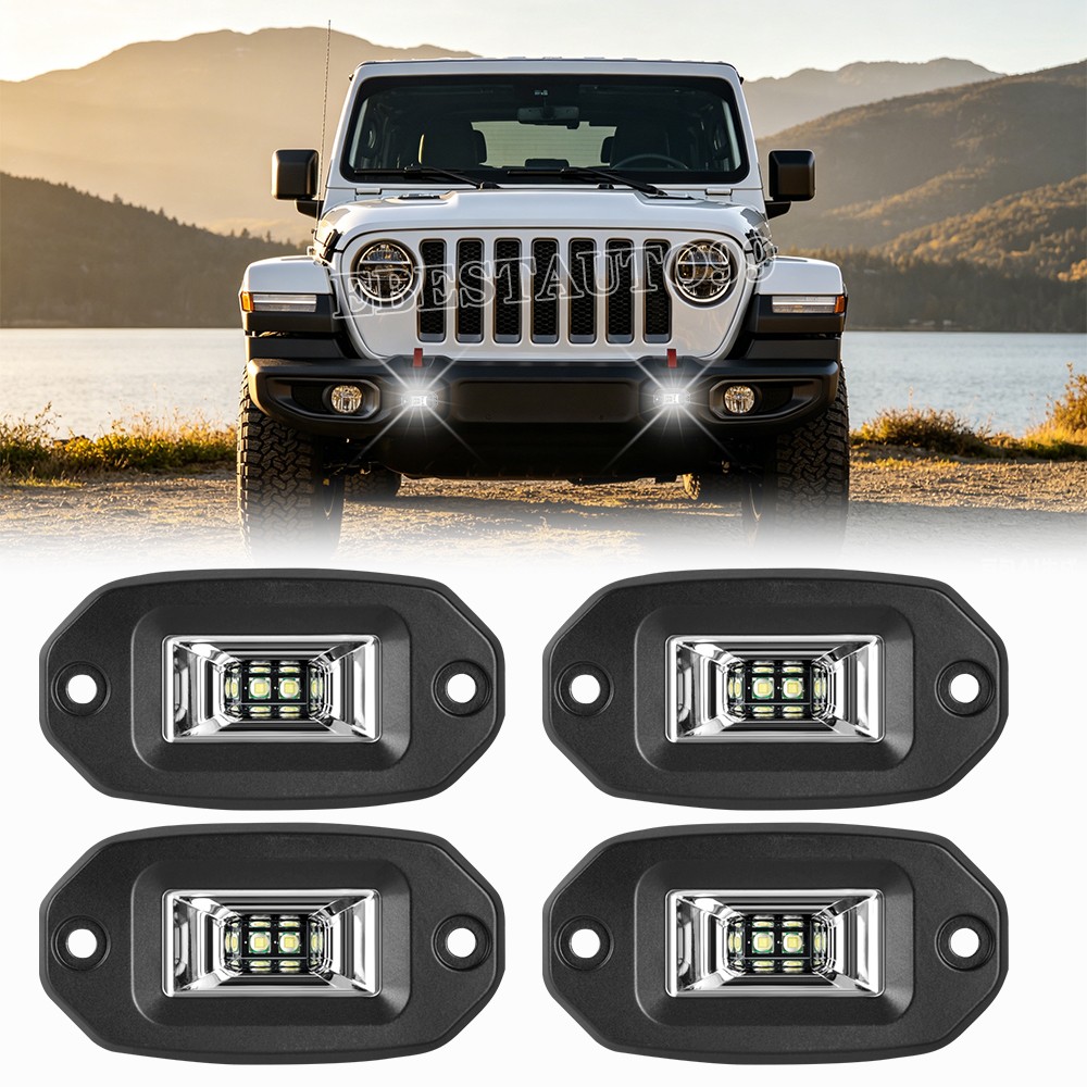 4″ Flush Mount LED Pods Work Light Bar Flood Driving Reverse Off Road UTE 12V