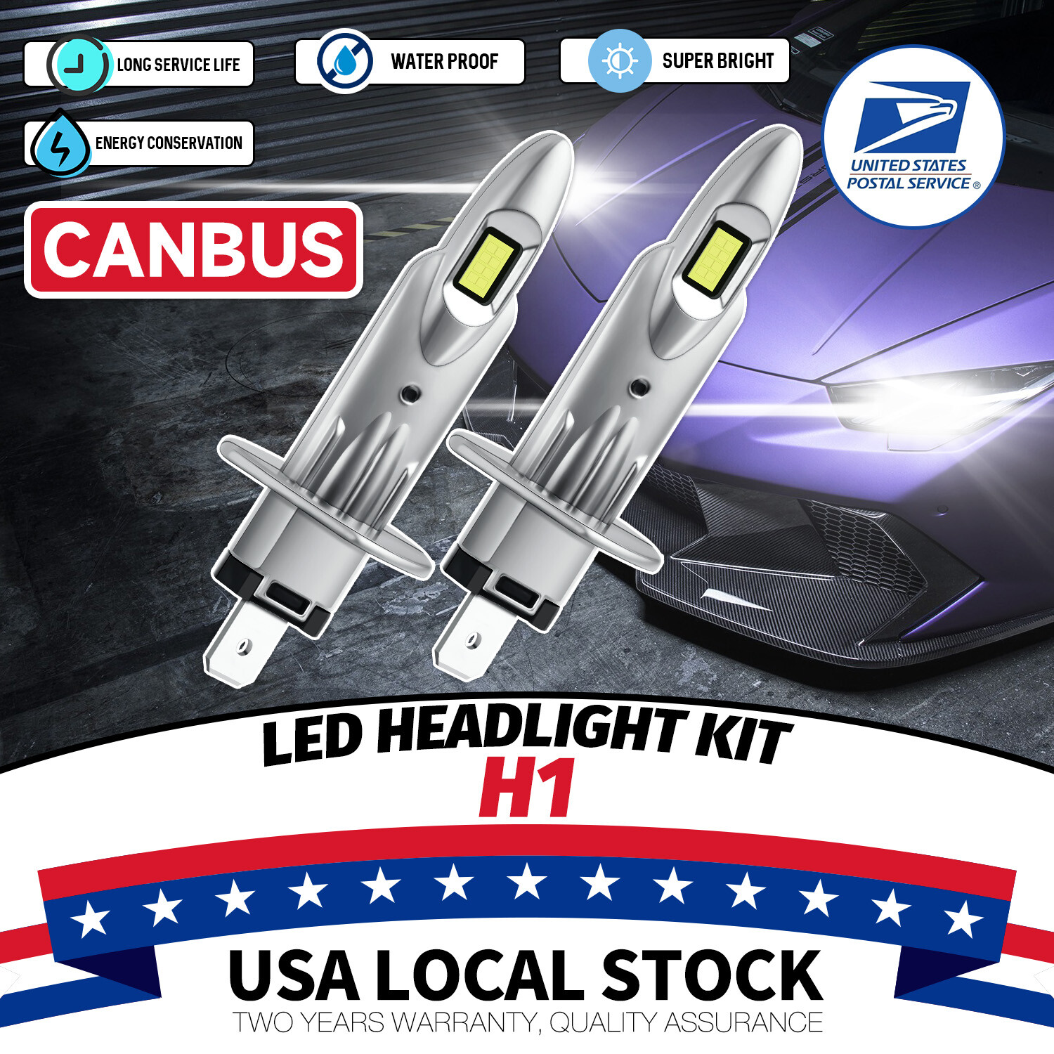 CANBUS H1 6000K Super Bright 1000LM CSP LED Headlight Bulb Kit High Low Beam DRL