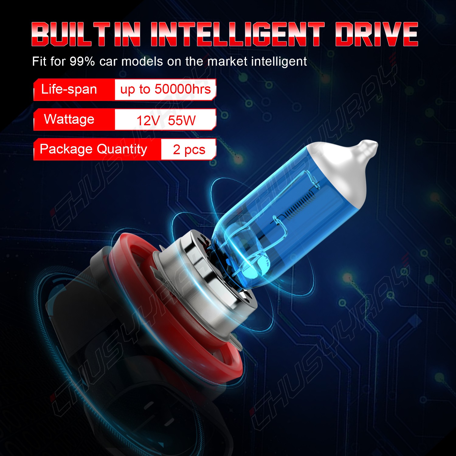 H9 100w Halogen Xenon Headlight Replacement 2x Light Bulb Lamp 4200K Warm white