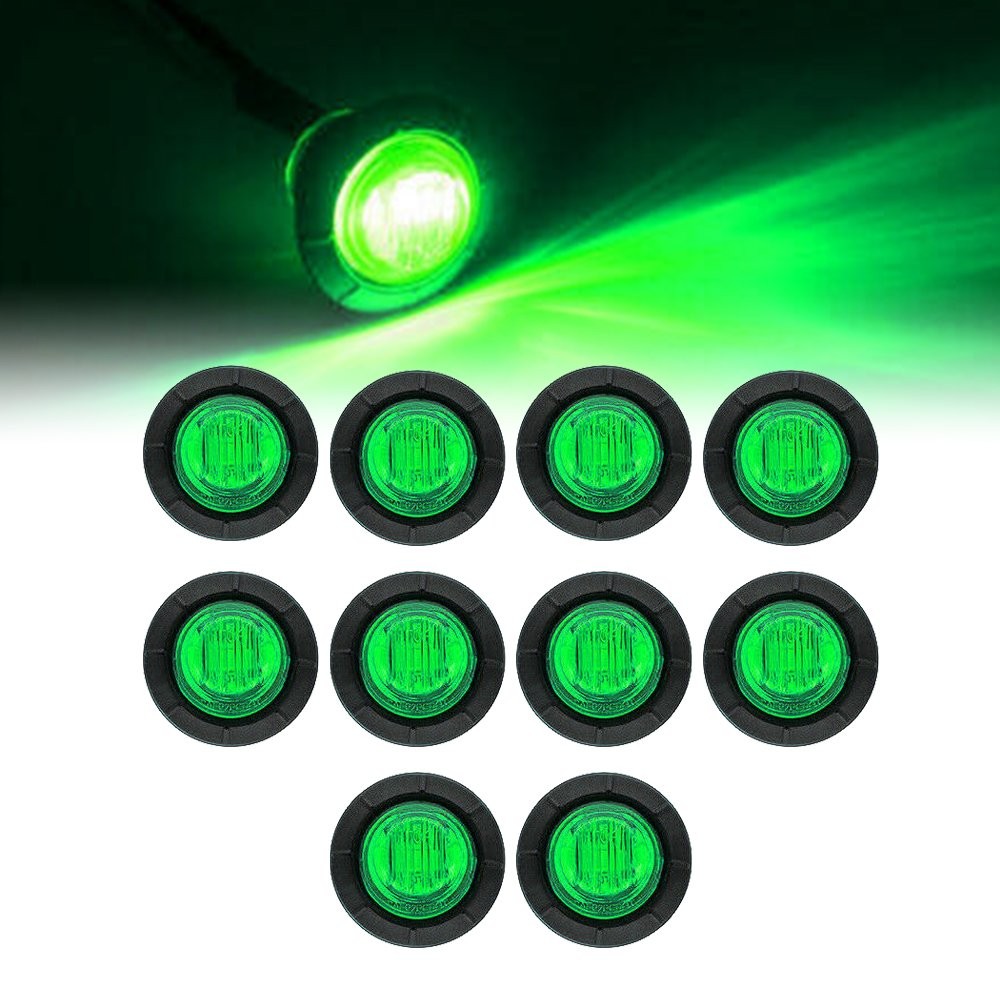 Green Round Marker Lights 3/4″LED Truck Trailer 12V Bullet Side Clearance Light