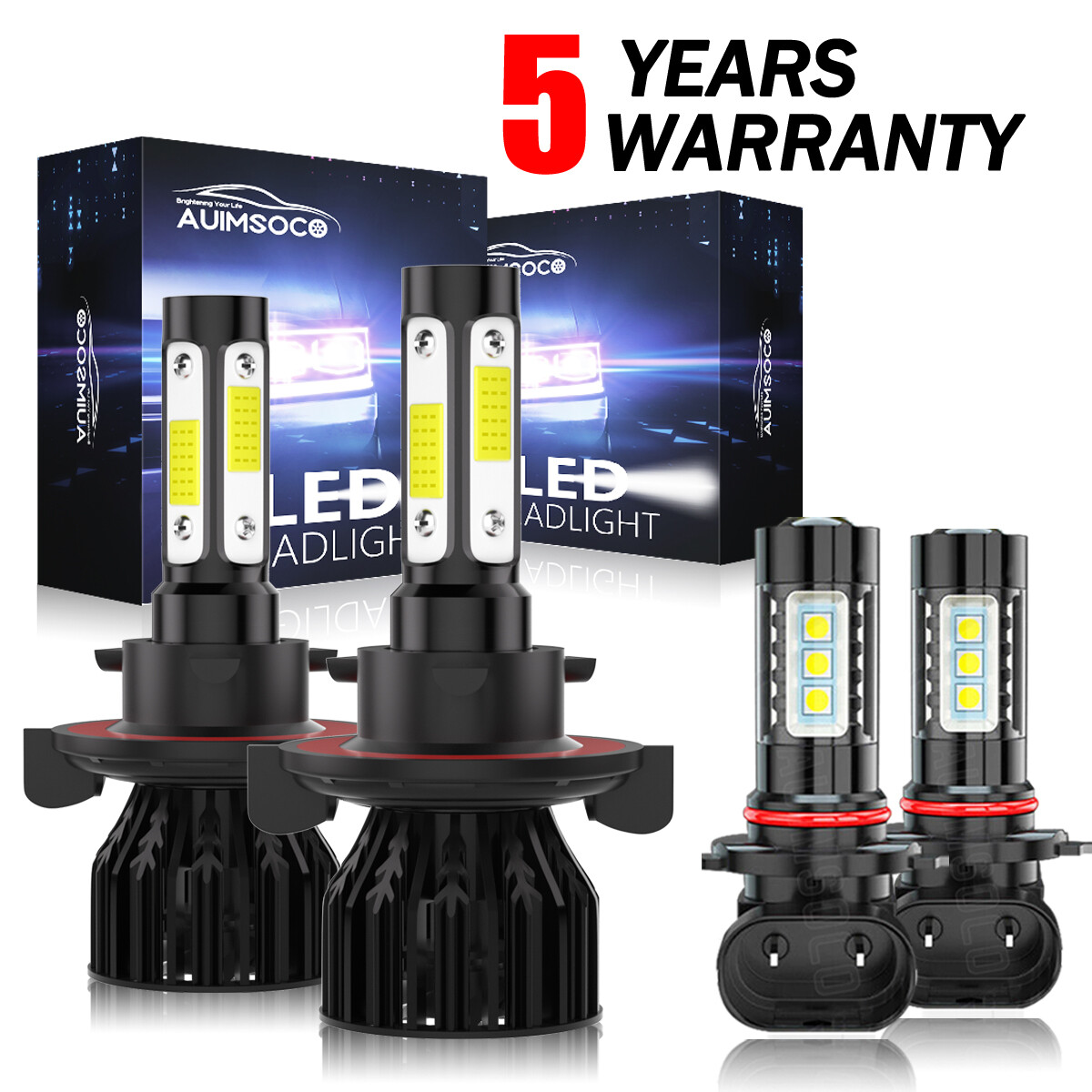 For Ford F-150 F 150 2004-2014 10000K LED Headlight Hi-Lo Beam & Fog Lamp Bulbs