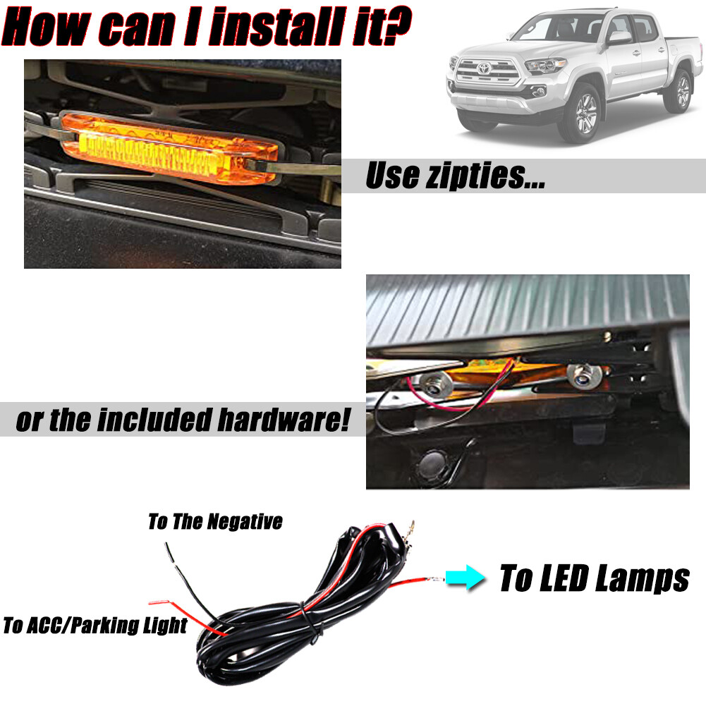 Smoke Lens Amber LED Front Grille Running Lights Kit For 07-14 Toyota FJ Cruiser