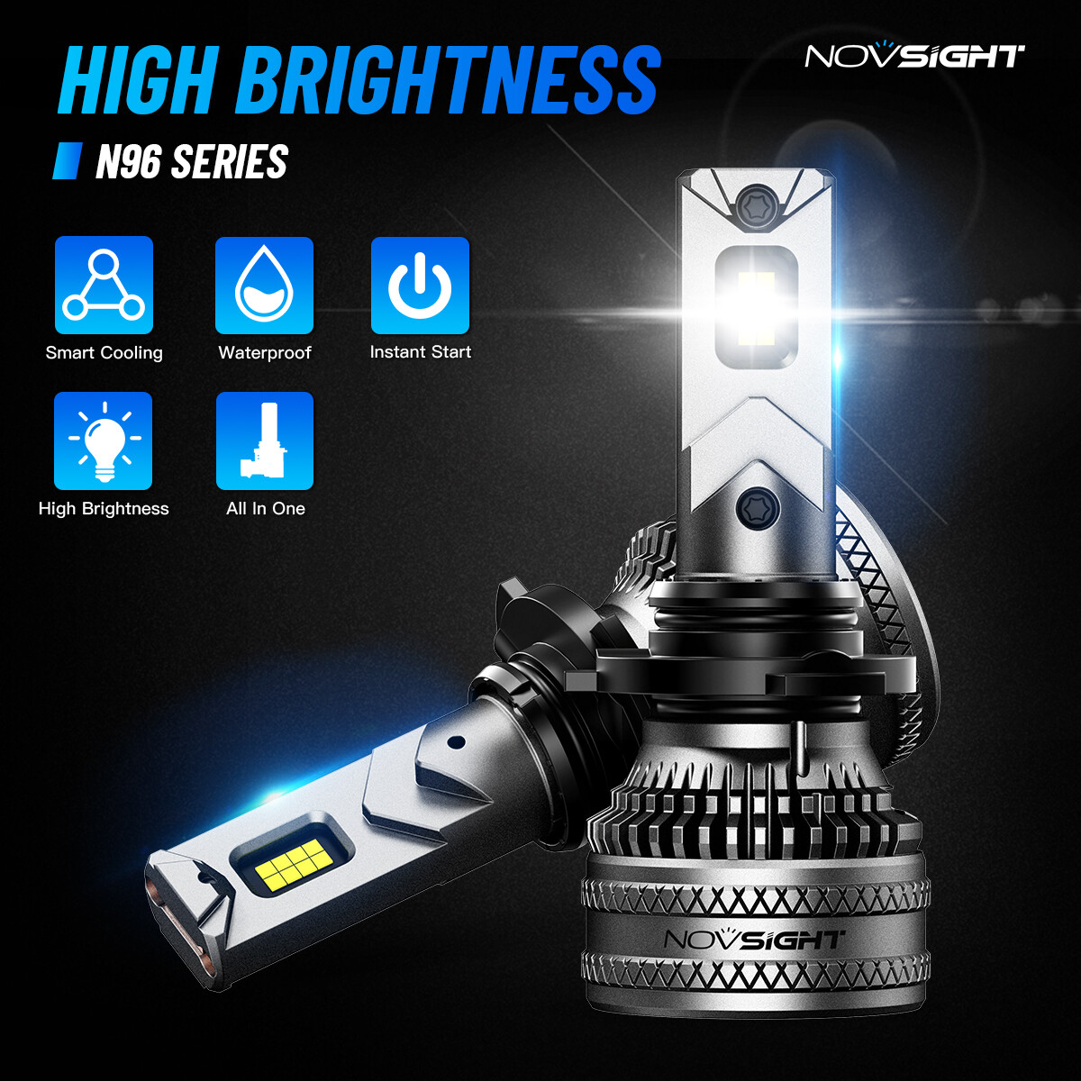 NOVSIGHT 9004 9005 9006 H11 H13 LED Headlight Bulbs Lamps 40000LM 200W 6500K 2pc