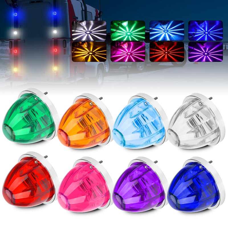 2X LED Watermelon Lights Side Marker Clearance Signal DRL Flash Lamps +Brackets