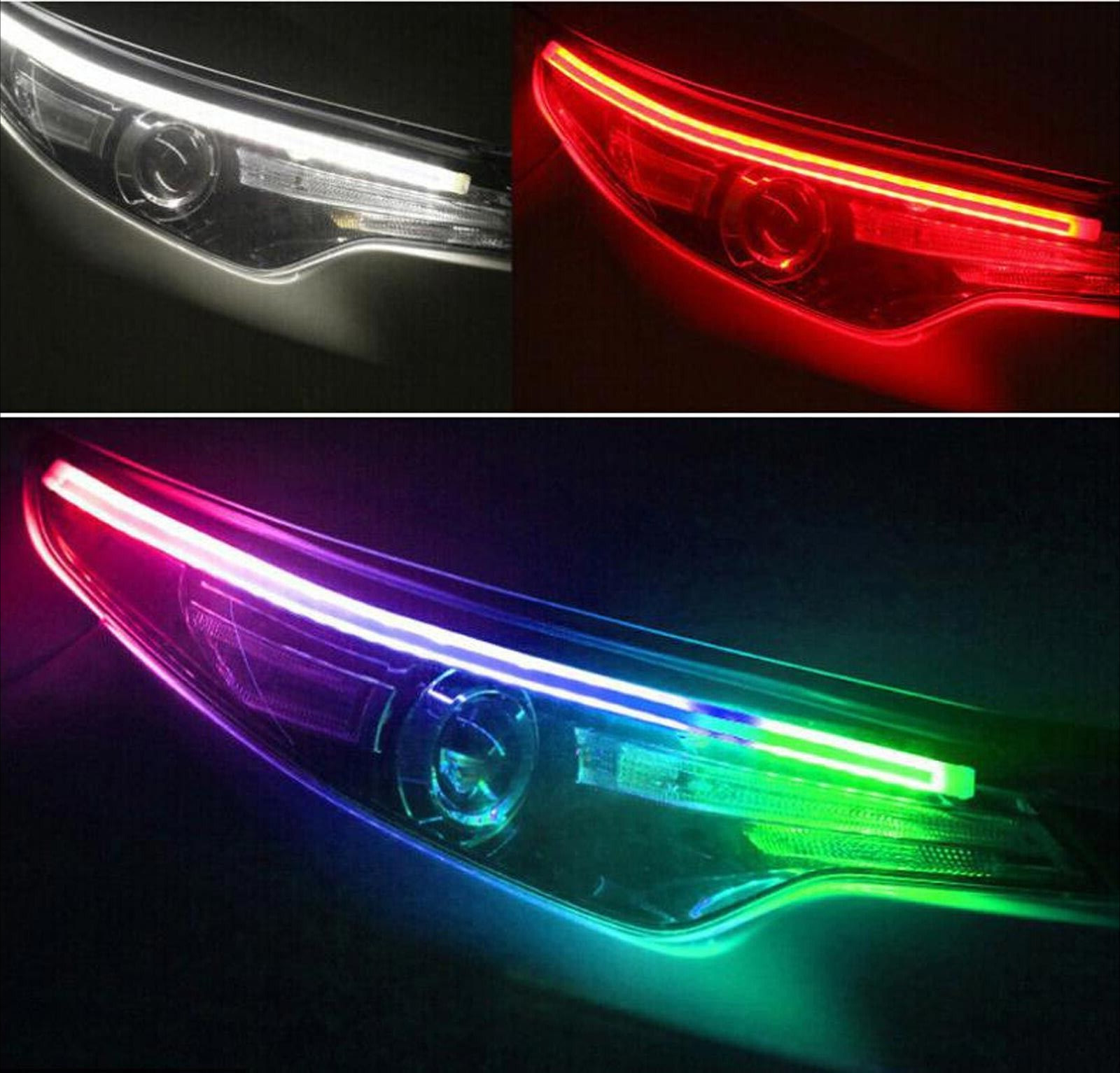 BT RGB Neon Charm Dynamic Magic Color 24″ Strips Flow Chase Indicator for Toyota