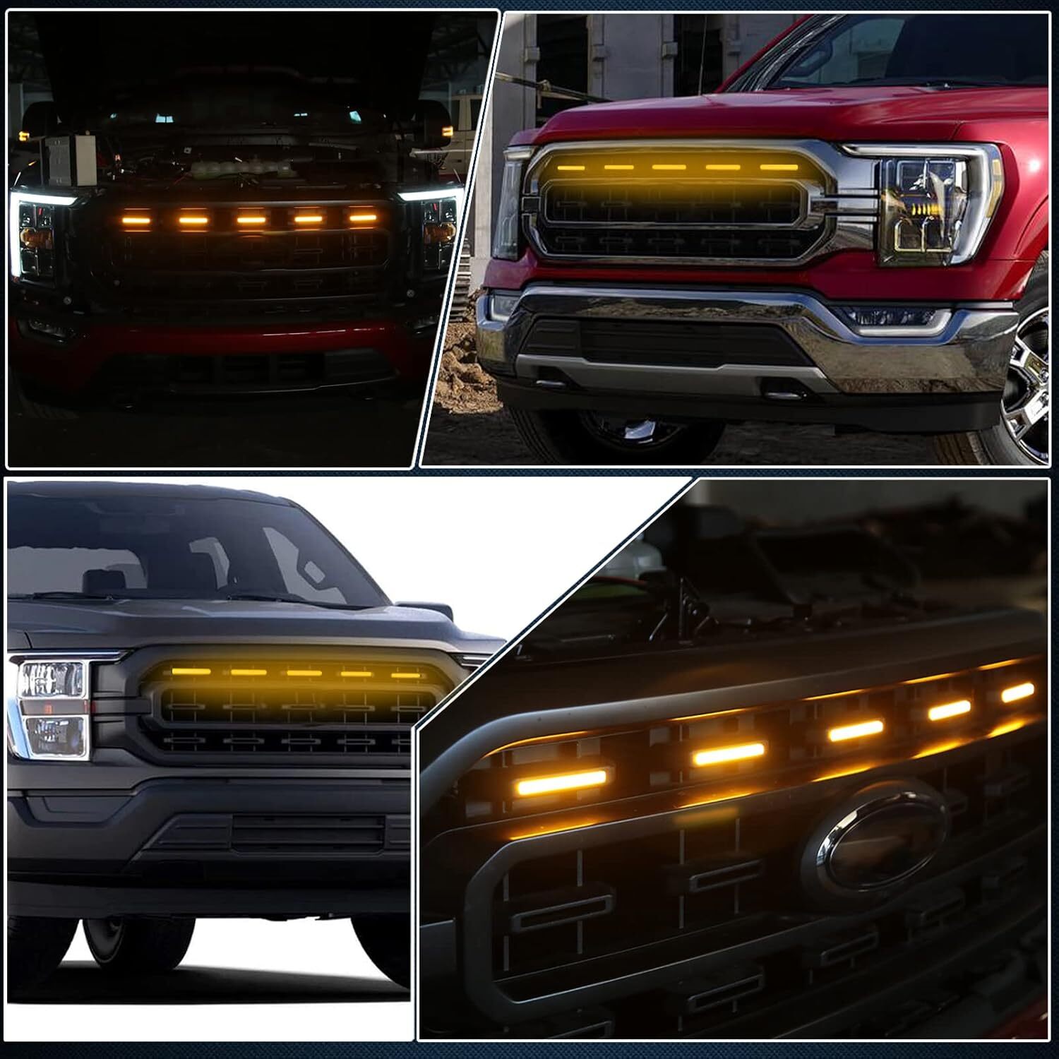 5x Smoke Lens For 2021-2023 Ford F150 XL XLT Sport LED Front Grille Lights Amber