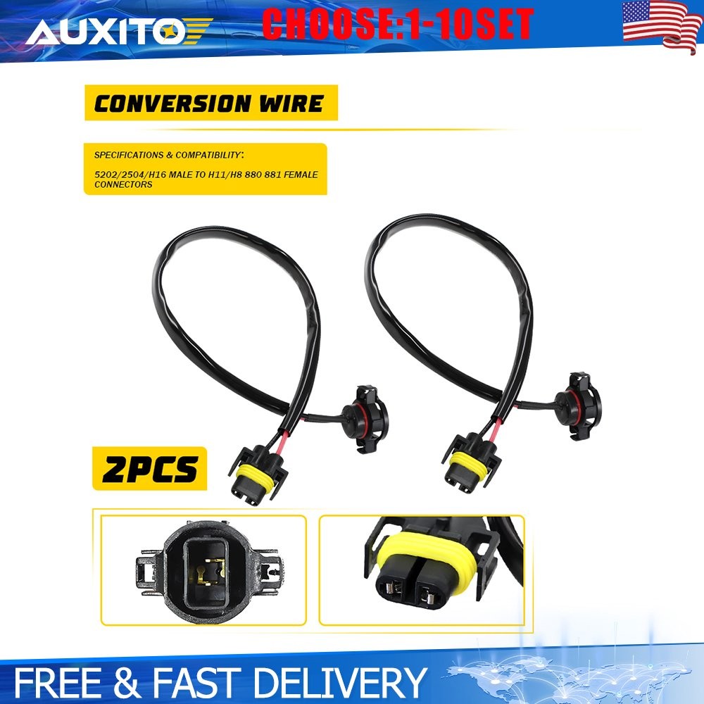 5202 to H11 H8 Fog Light Conversion Wire Harness Pigtail Socket Extension 2-20X