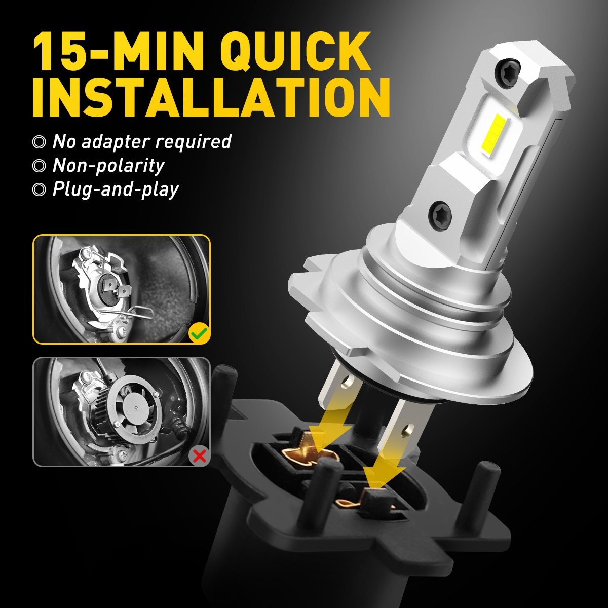 H7 LED Headlight Bulb Super Bright High Low Beam Conversion Kit 5Years Warranty