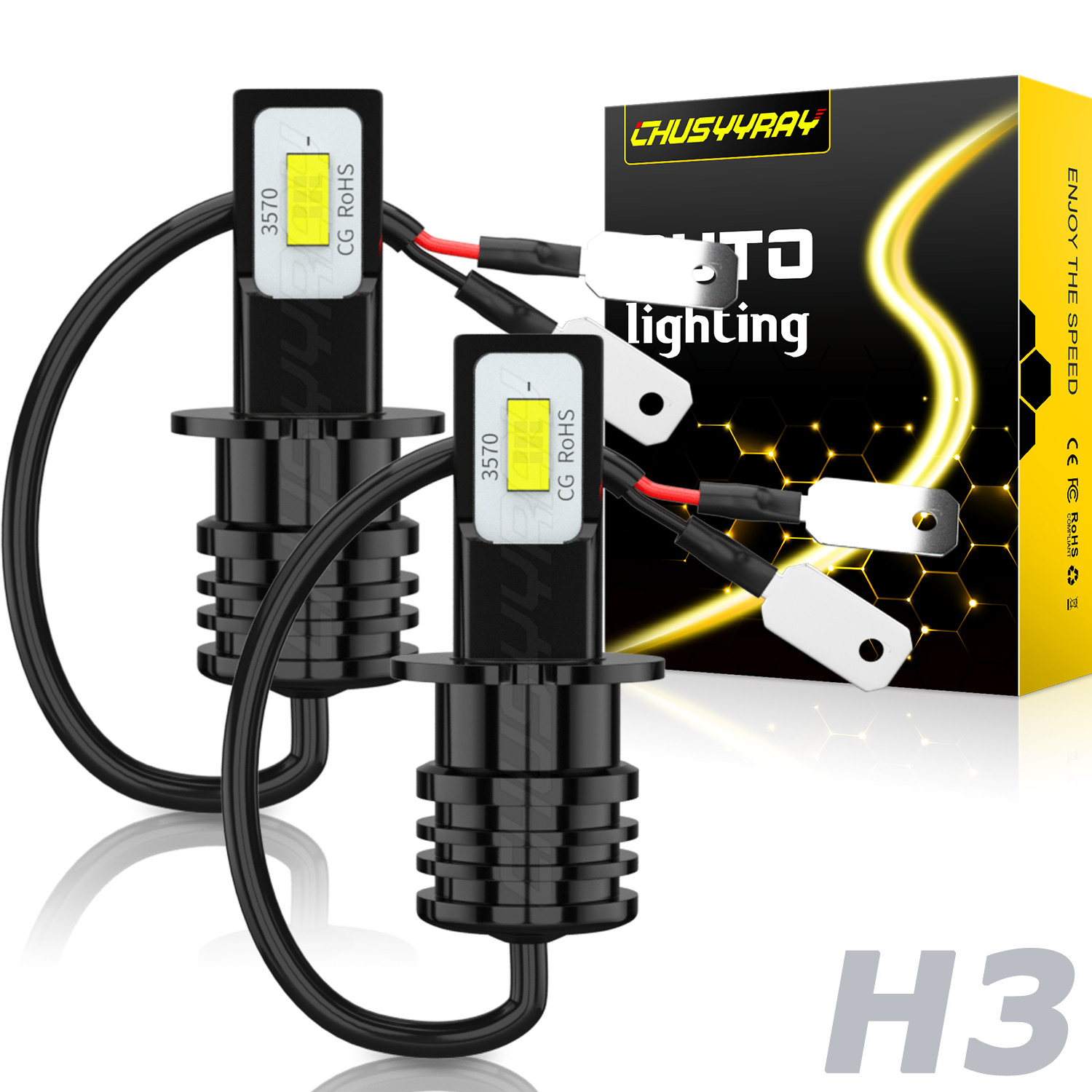 2X Upgrade H3 LED Headlight Fog Light Bulbs Kit Hi/Low Beam 100W 6000K 12V White