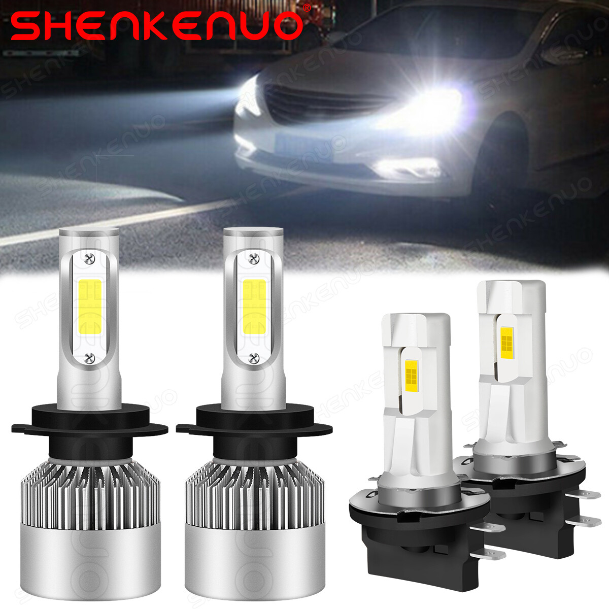 Combo H7 H11B LED Headlight High&Low Beam Bulbs 6000K For Kia Forte 2010-2013