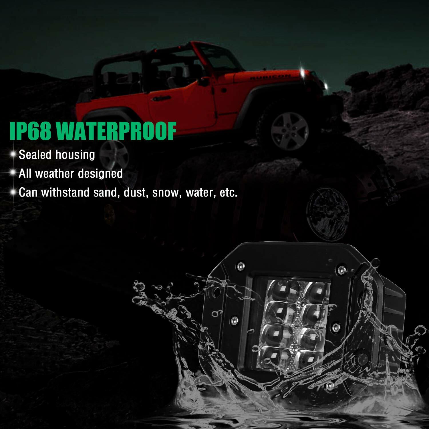 2X 5″ 300W Flush Mount LED Lights Pods Backup Reverse Rear Bumper Off Road 4WD