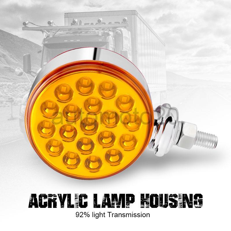 2X Amber/Red 3″ Double Face LED Pedestal Fender Brake Turn Signal Lights Truck