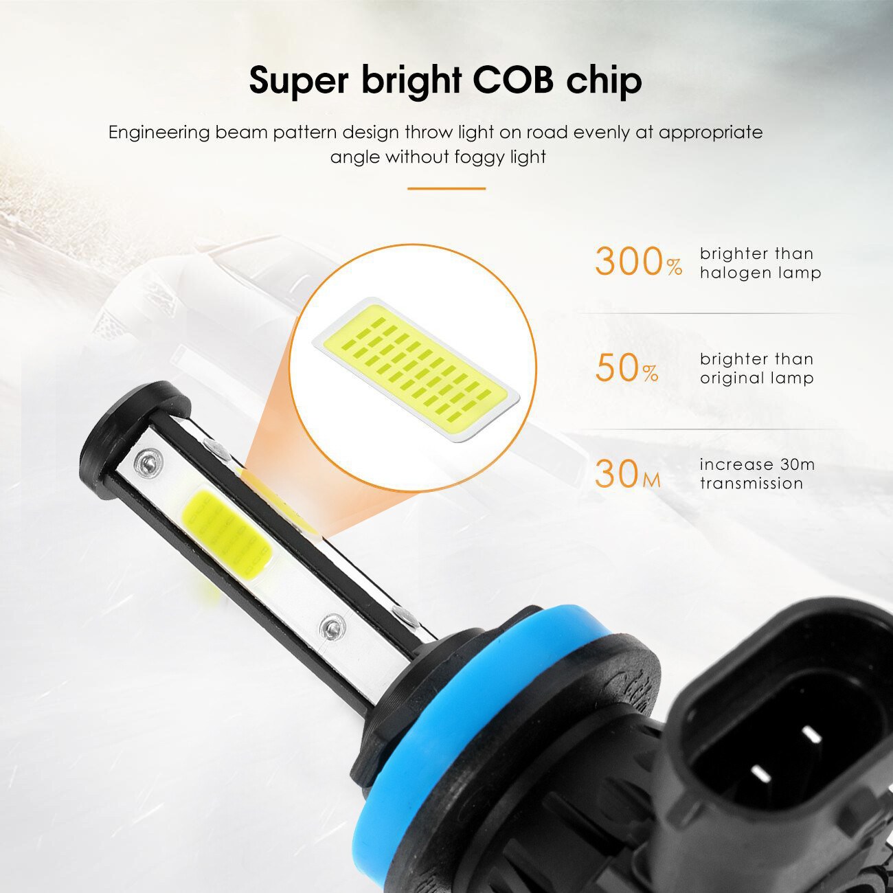 IRONWALLS H11 H9 LED Headlight High/Low Beam Super Bright 6500K White 360000LM