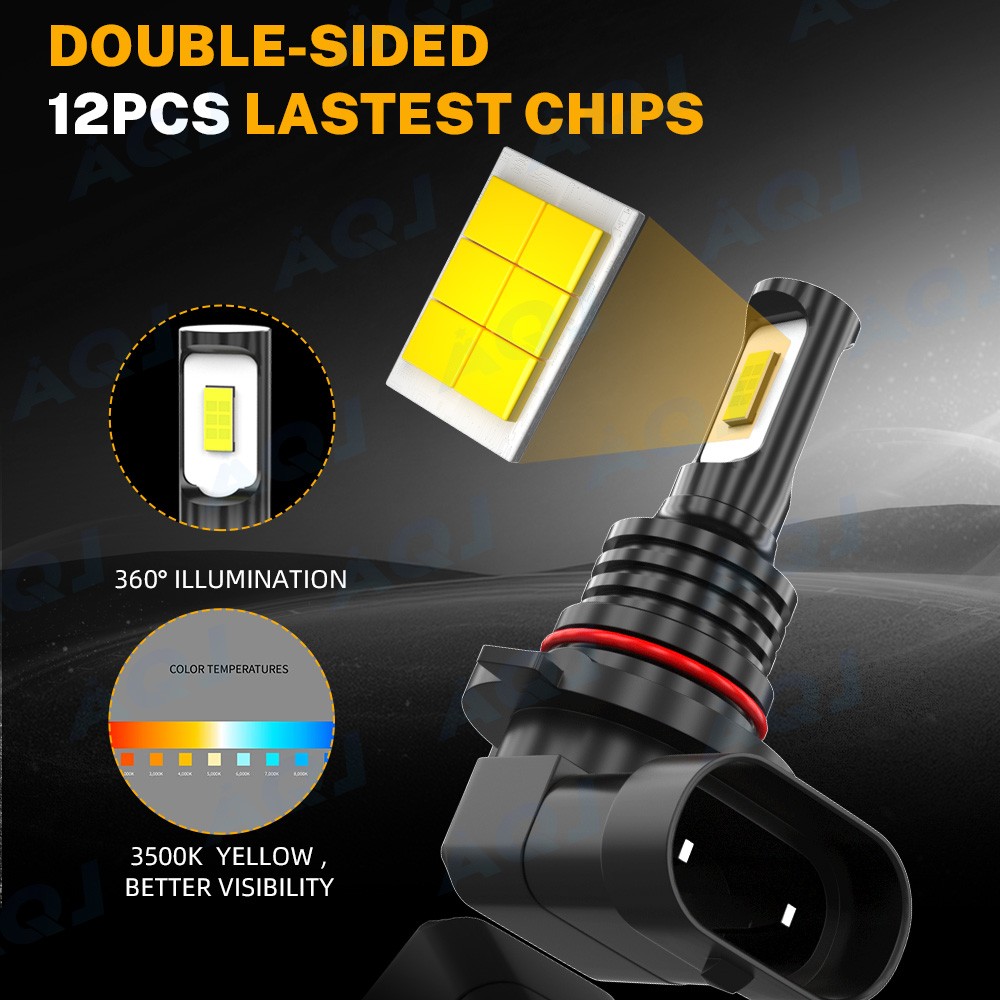 LED Headlight High/Low + Fog Bulbs For Mitsubishi Montero 2001-2006 White/Yellow