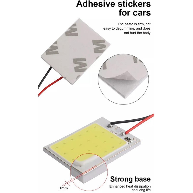 10X 16SMD COB White LED Panel Festoon T10 BA9S Car Interior Dome Map Light Bulbs