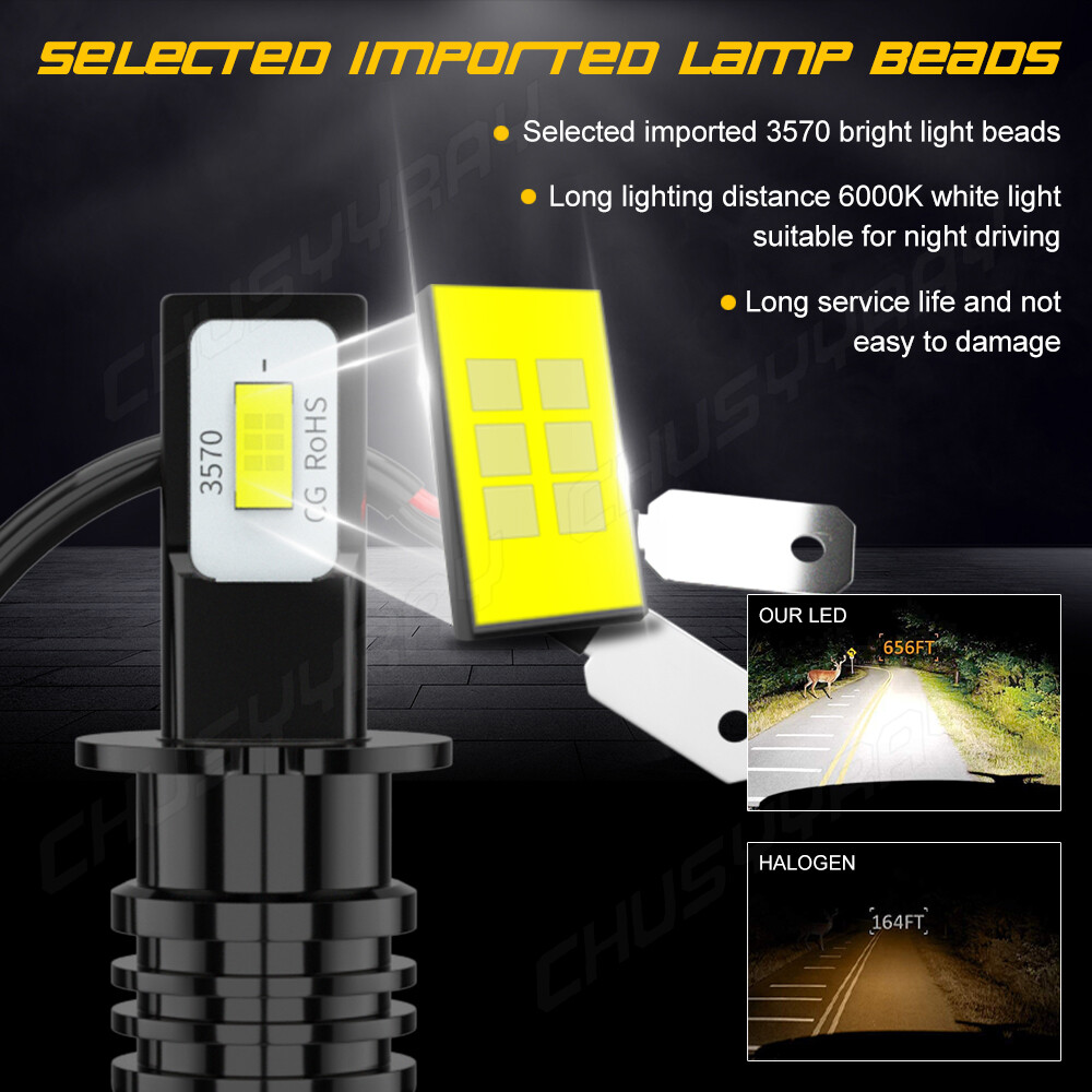 Upgrade H3 LED Headlight Fog Light Bulbs Kit 55W 9800LM 6000K White Super Bright