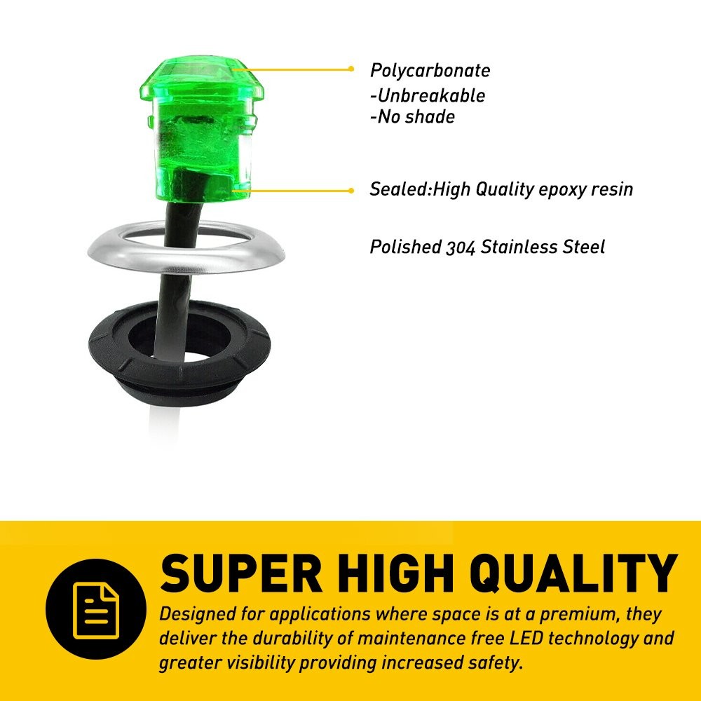 100x Green 3/4″ Bullet Round LED Side Marker Light Lamp For 12V Trailer Truck RV
