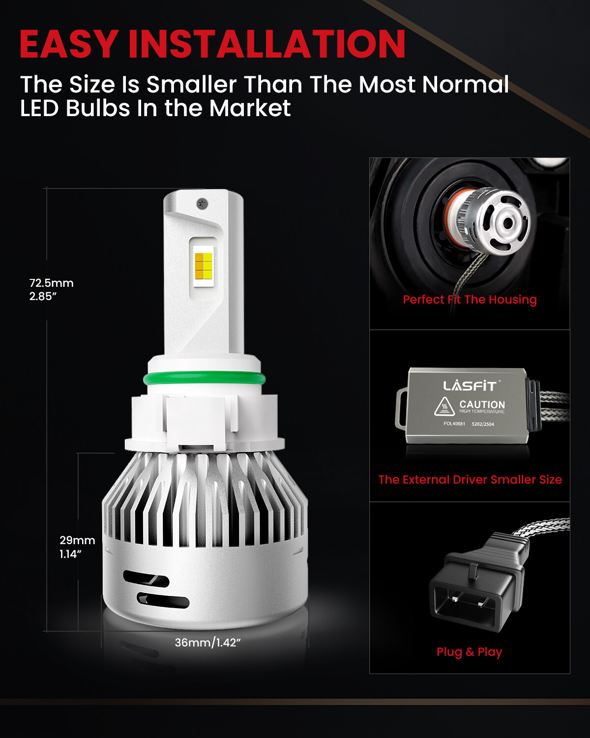 Lasfit Pair 5202 2504 LED Fog Light Bulb Switchback Dual Color LDplus 60W 6000LM