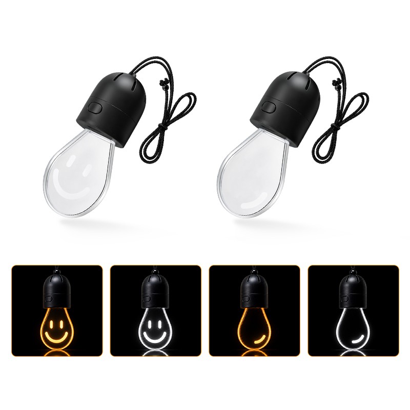 Car Hanging Bulb Light Smile LED Rearview Mirror Pendant Ambient Lamp AmberWhite