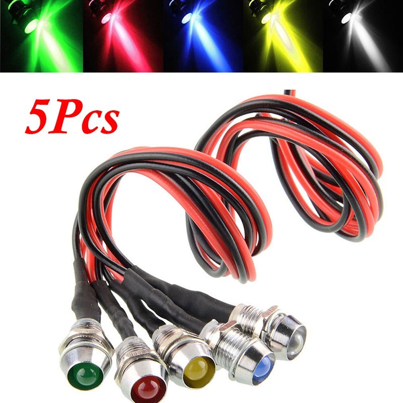 5pcs Auto LED Indicator Lights Dashboard Lamp 12V Driving Beam Luminous Bulb Set