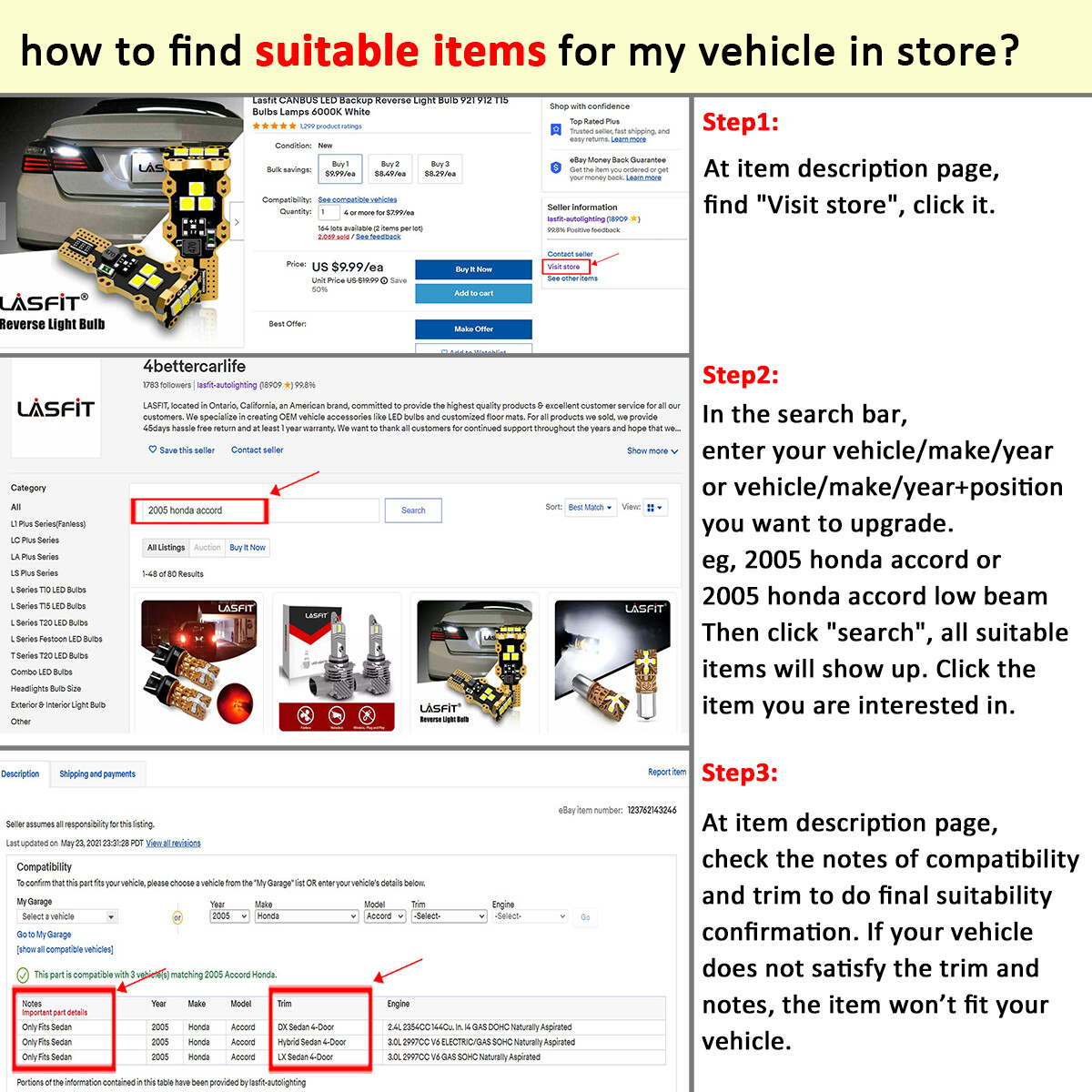 LASFIT 6418 C5W 36MM Festoon LED License Plate Tag Light Bulb 6000K Bright White