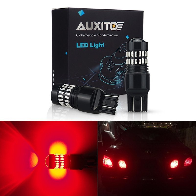 AUXITO 7443 7440 LED Tail Flash Brake Stop Signal Light Bulbs Strobe Red 2pcs