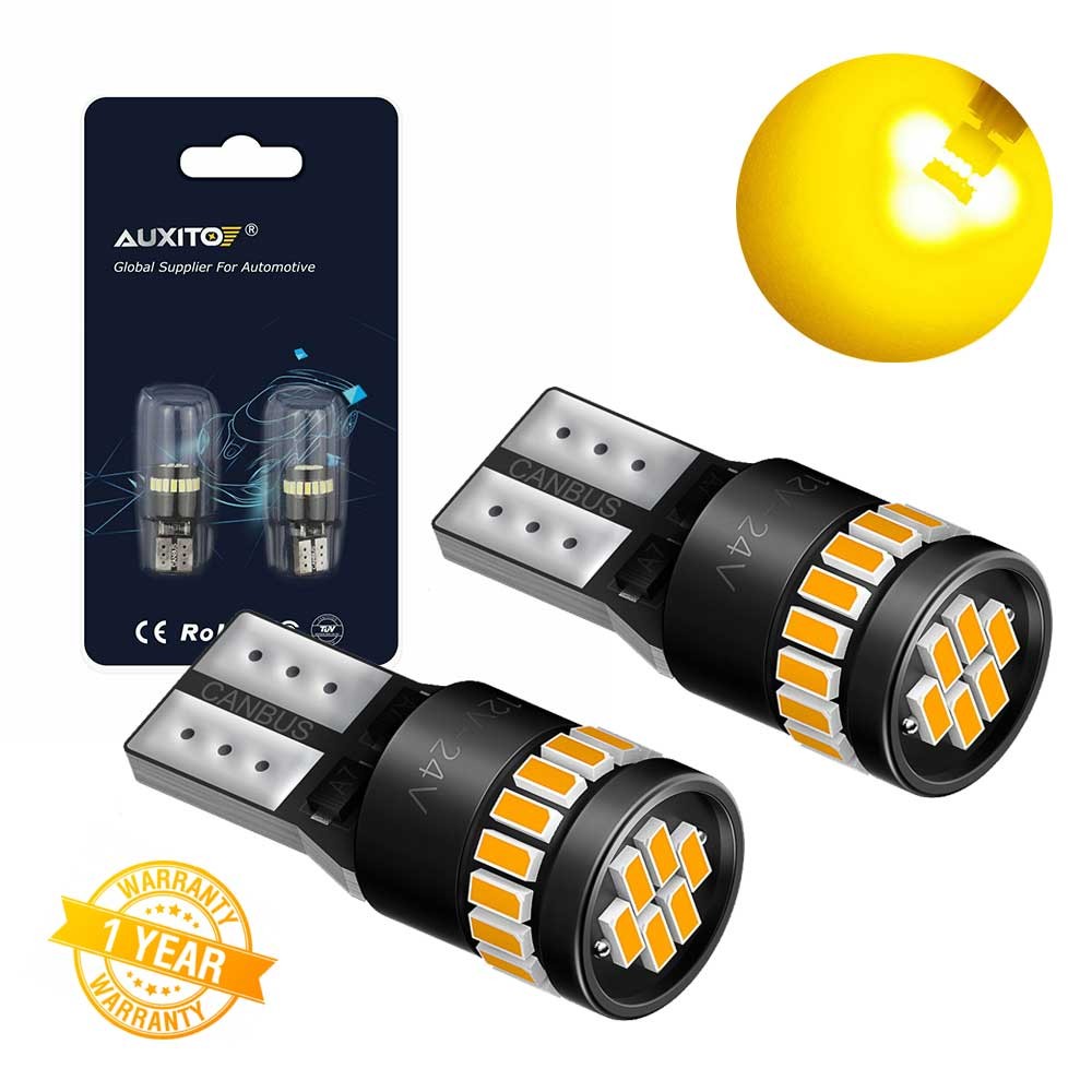 AUXITO Canbus LED Front Sidemarker Light Bulbs 168 192 2825 2821 T10 3000K Amber