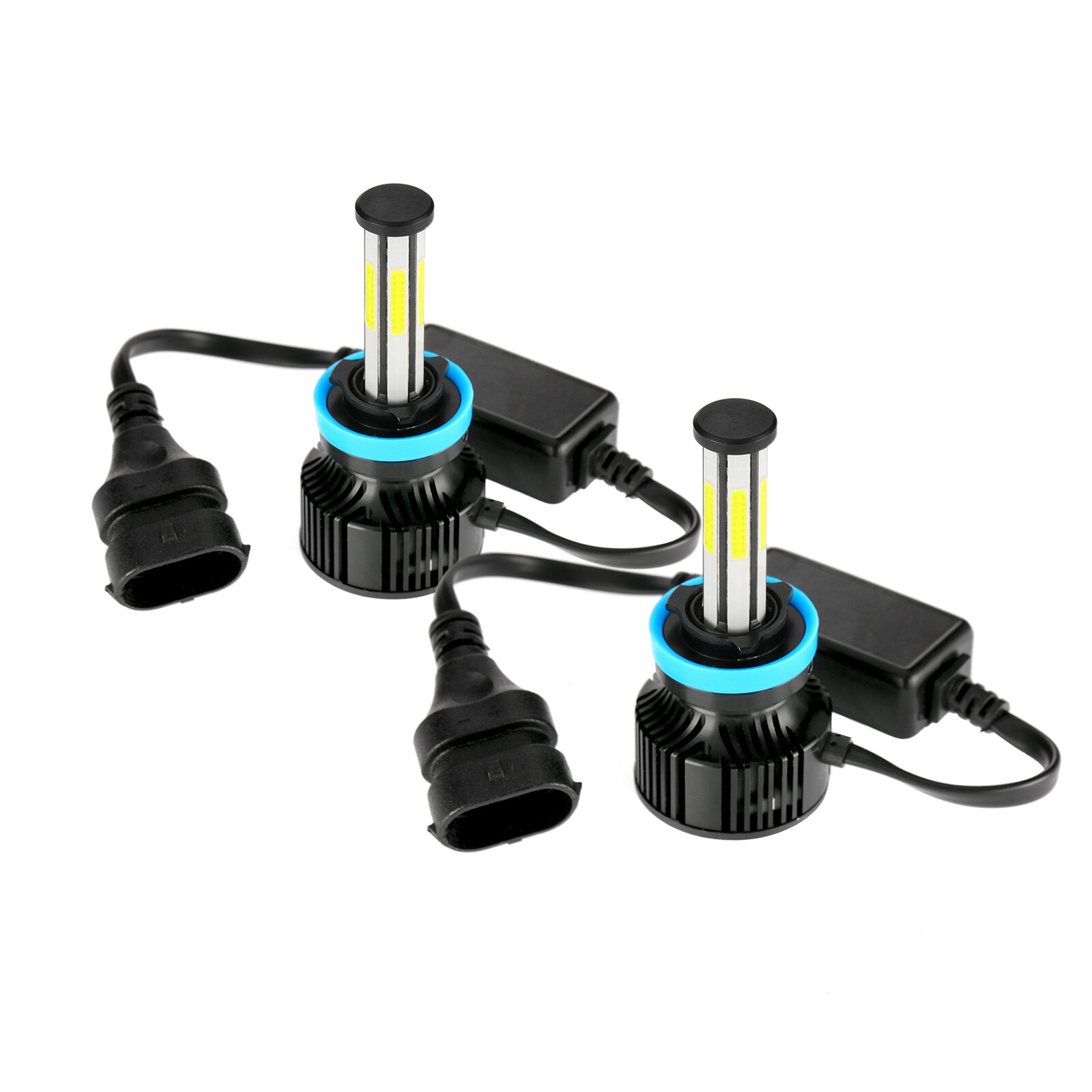 6-sides H11 H9 LED Headlight High Low Beam Combo Bulbs Super Bright White 6500K