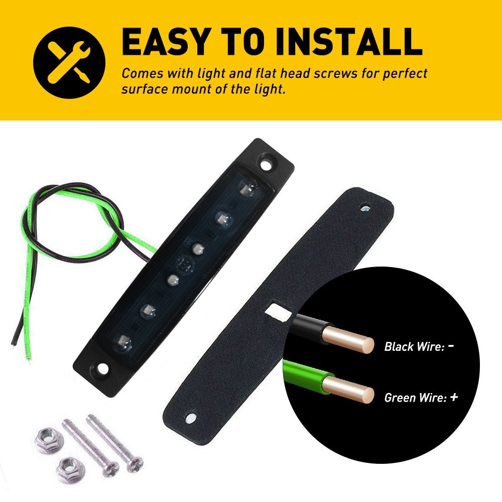 10x Green 6LED Side Marker Clearance Light For Truck Trailer tail lights Durable