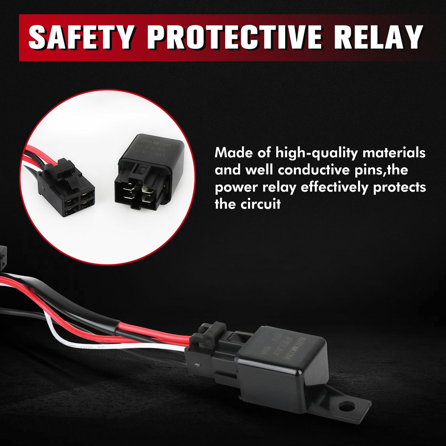 2 Leads Wiring Harness ON-OFF Rocker Switch Relay LED Work Light Pods Bar 12V