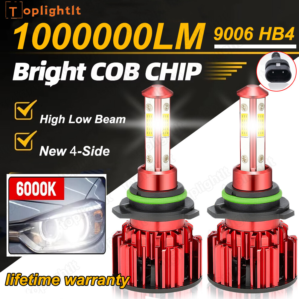 4-Sides 9006 LED Headlight Super Bright Bulbs Kit 330000LM HIGH LOW Beam 6000K