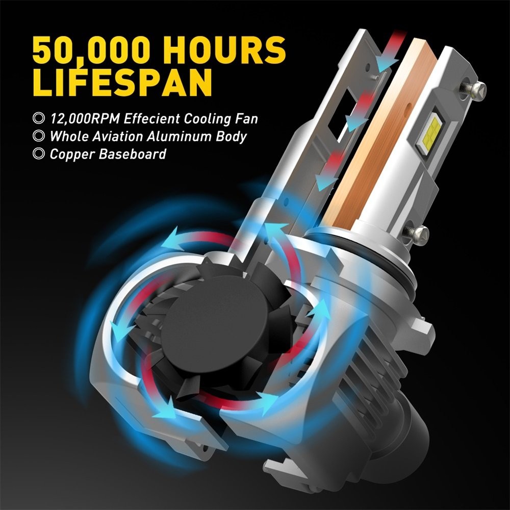 AUXITO 9012 HIR2 LED Headlight Bulb High Low Beam 100W 6000K Q16 Series White ED