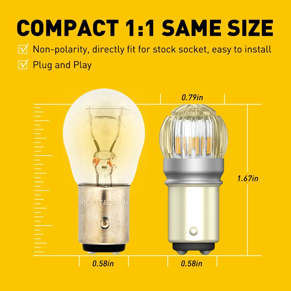 2x 1157 6-SMD LED Tail Brake Reverse Stop Parking Turn Signal Light Bulbs Amber