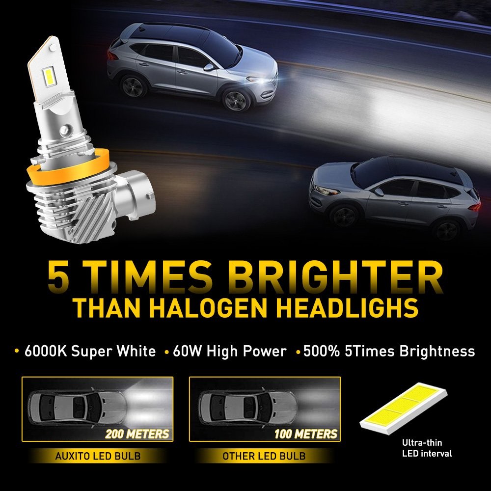 Combo 9005 H11 LED Headlight Super Bright Bulbs Kit White 30000LM High/Low Q10 A